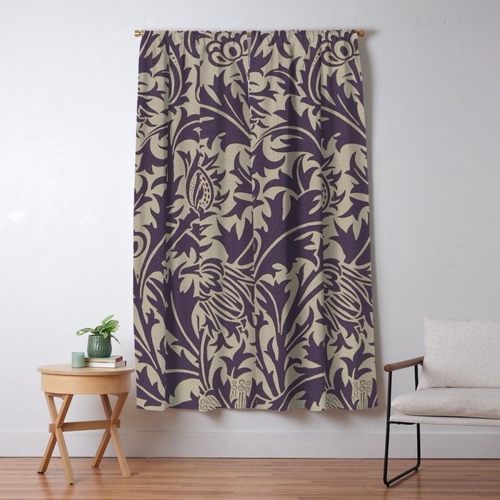 William Morris Thistle Grape Vellum Window Curtain Gallery Image 1