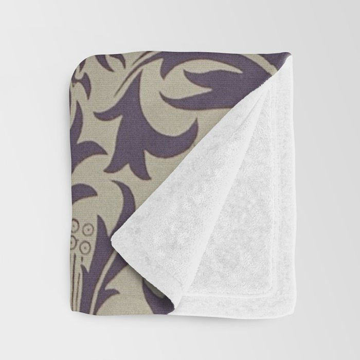 William Morris Thistle Grape Vellum Throw Blanket Gallery Image 3