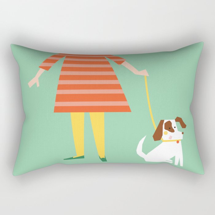 Girl and her doggy Rectangular Pillow Gallery Image 2