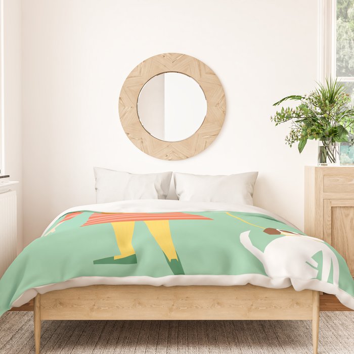 Girl and her doggy Duvet Cover Gallery Image 3