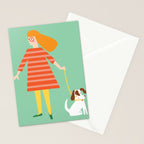 Girl and her doggy Stationery Card Gallery Image 2