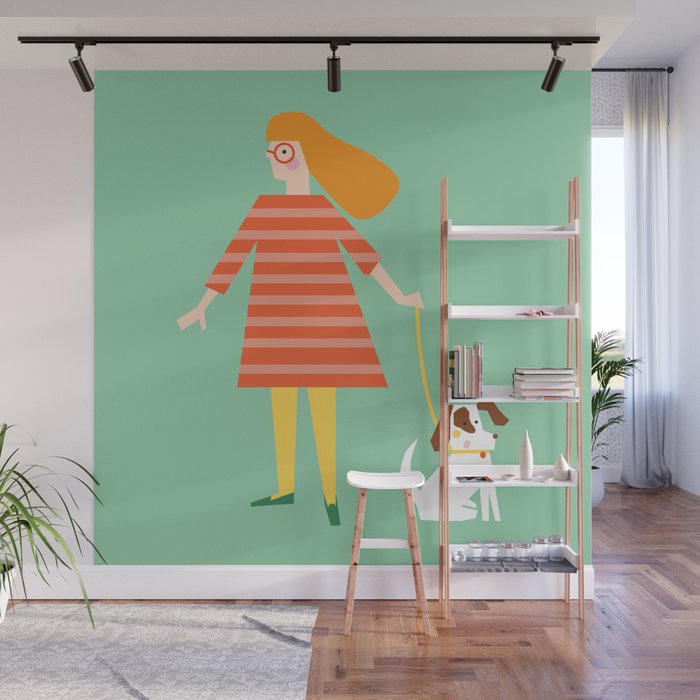 Girl and her doggy Wall Mural Gallery Image 1