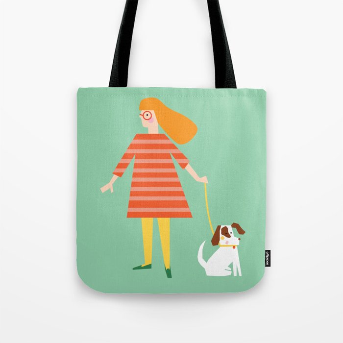 Girl and her doggy Tote Bag Gallery Image 1