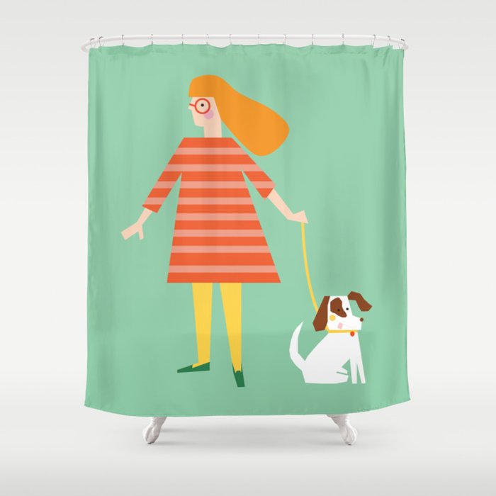 Girl and her doggy Shower Curtain Gallery Image 1
