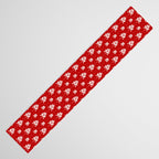 Hand-Drawn Nostalgic Floral Design in Bold Red Table Runner Gallery Image 3