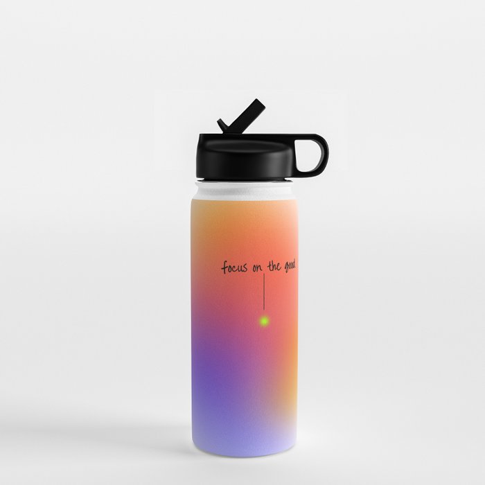 Focus On The Good: Aura-Gradient-Quote-Decor Water Bottle Gallery Image 1