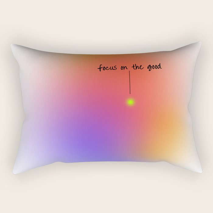 Focus On The Good: Aura-Gradient-Quote-Decor Rectangular Pillow Gallery Image 2