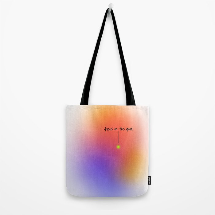 Focus On The Good: Aura-Gradient-Quote-Decor Tote Bag Gallery Image 2