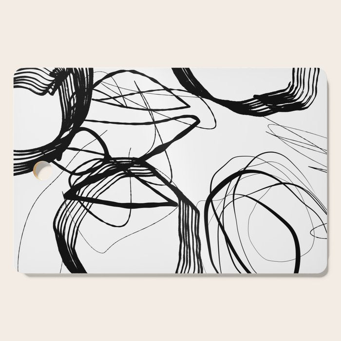 Flowing Ink Dynamics Black And White Cutting Board Gallery Image 1