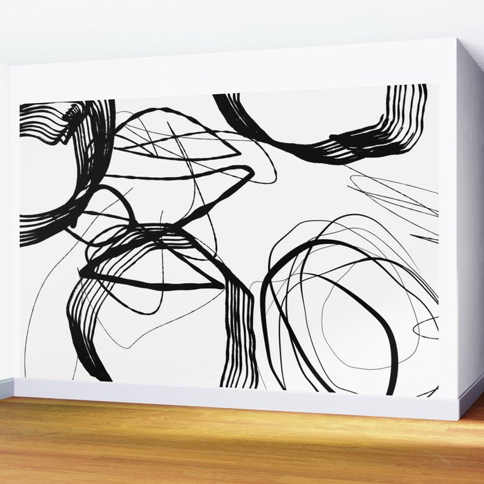 Flowing Ink Dynamics Black And White Wall Mural Gallery Image 2