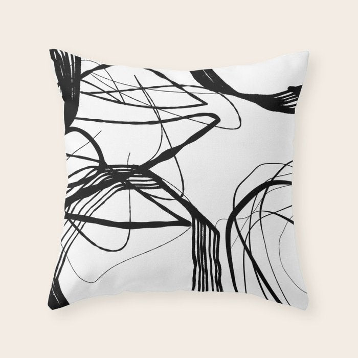 Flowing Ink Dynamics Black And White Throw Pillow Gallery Image 6