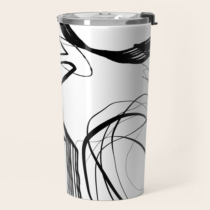 Flowing Ink Dynamics Black And White Travel Mug Gallery Image 2