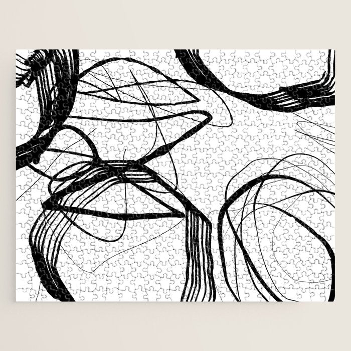Flowing Ink Dynamics Black And White Jigsaw Puzzle Gallery Image 1