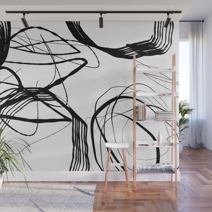 Flowing Ink Dynamics Black And White Wall Mural Gallery Image 1