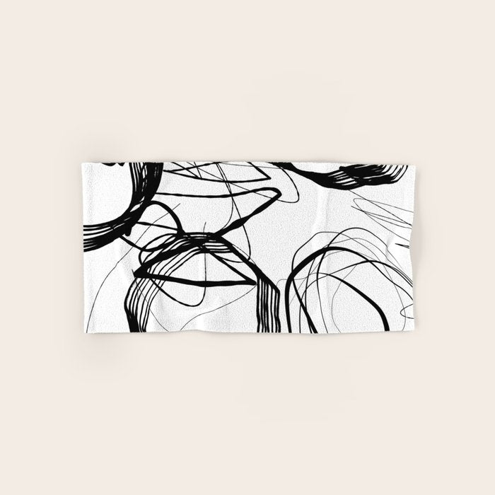 Flowing Ink Dynamics Black And White Bath Towel Gallery Image 1