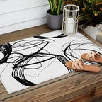 Flowing Ink Dynamics Black And White Outdoor Rug Gallery Image 2