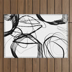 Flowing Ink Dynamics Black And White Outdoor Rug Gallery Image 1