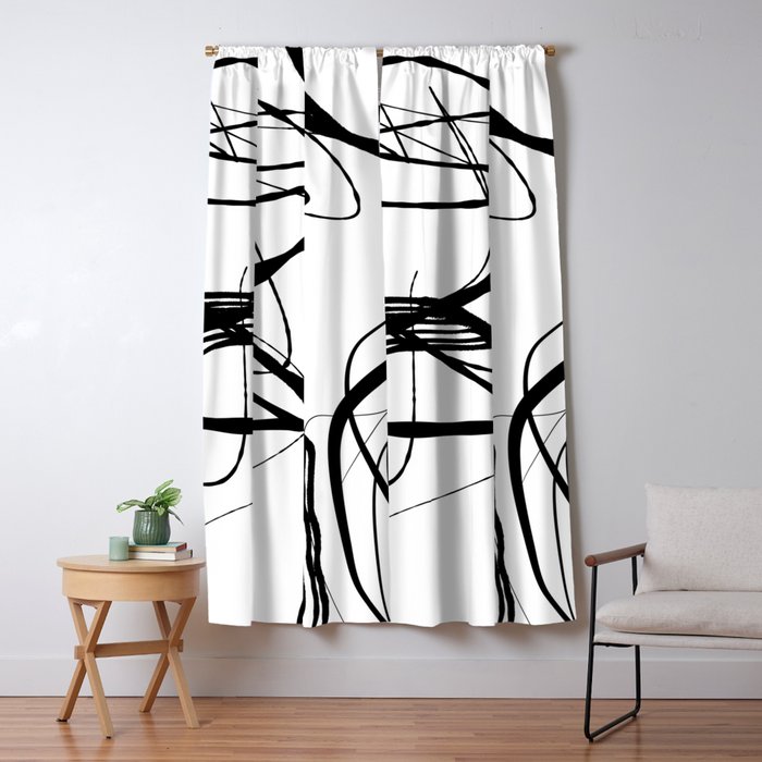 Flowing Ink Dynamics Black And White Window Curtain Gallery Image 1