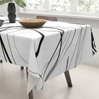 Flowing Ink Dynamics Black And White Tablecloth Gallery Image 3