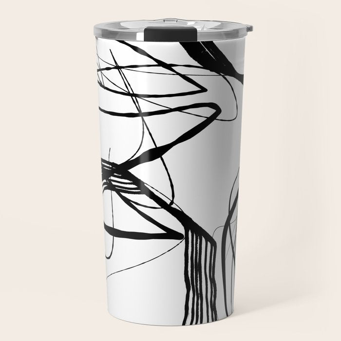 Flowing Ink Dynamics Black And White Travel Mug Gallery Image 1
