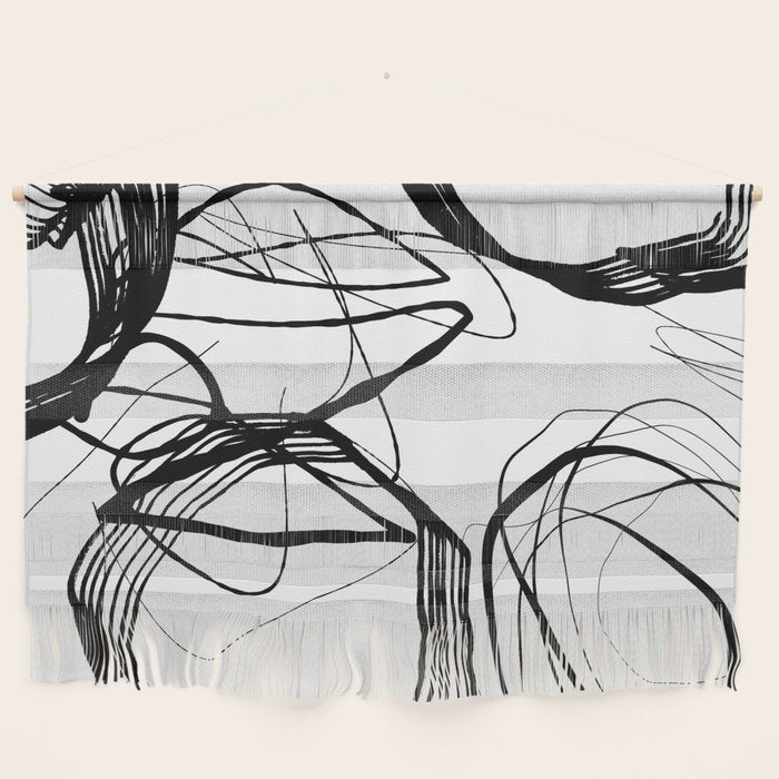 Flowing Ink Dynamics Black And White Wall Hanging Gallery Image 1