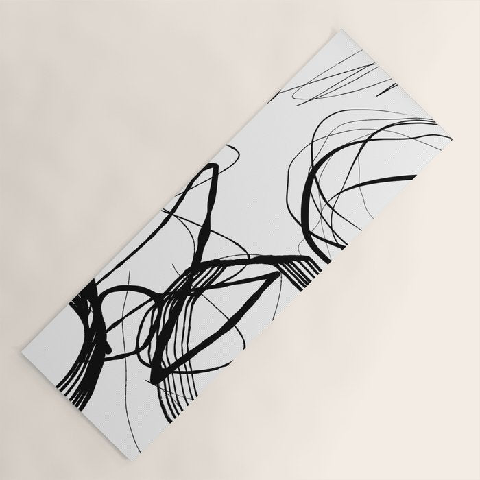 Flowing Ink Dynamics Black And White Yoga Mat Gallery Image 1