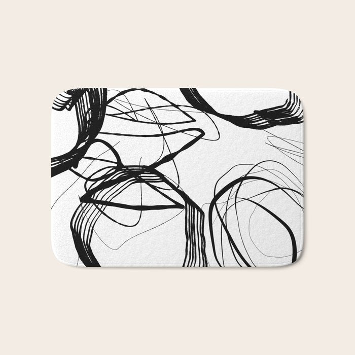 Flowing Ink Dynamics Black And White Bath Mat Gallery Image 1