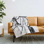 Flowing Ink Dynamics Black And White Throw Blanket Gallery Image 1