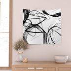 Flowing Ink Dynamics Black And White Wall Tapestry Gallery Image 2