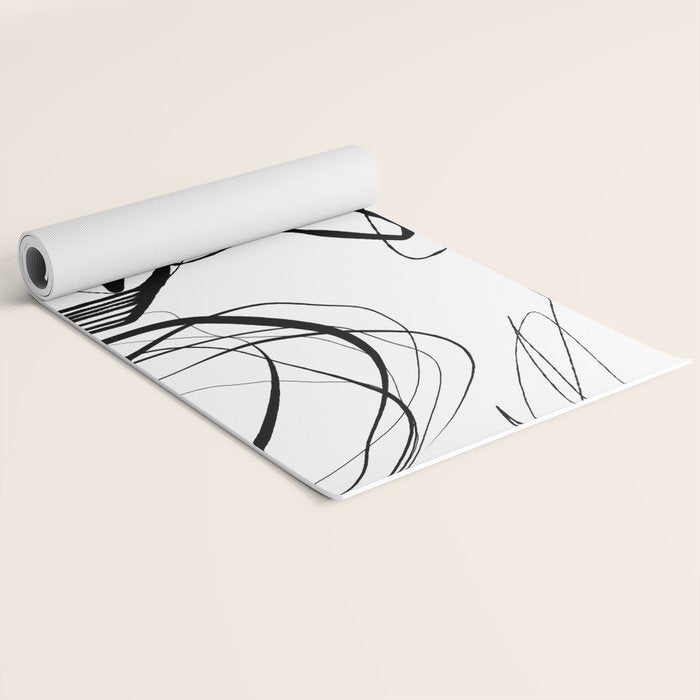 Flowing Ink Dynamics Black And White Yoga Mat Gallery Image 2