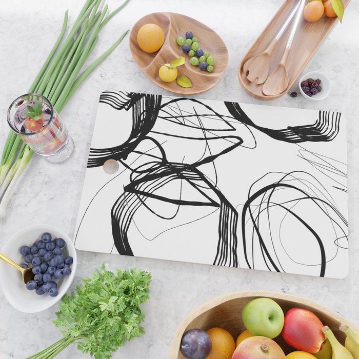 Flowing Ink Dynamics Black And White Cutting Board Gallery Image 2