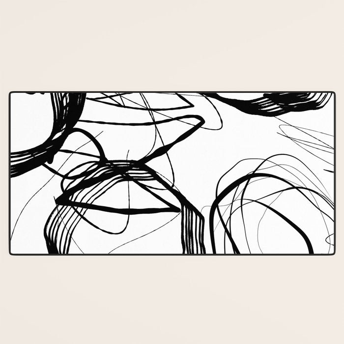 Flowing Ink Dynamics Black And White Desk Mat Gallery Image 3