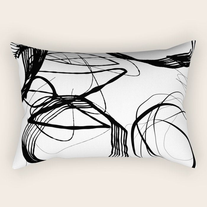 Flowing Ink Dynamics Black And White Rectangular Pillow Gallery Image 2
