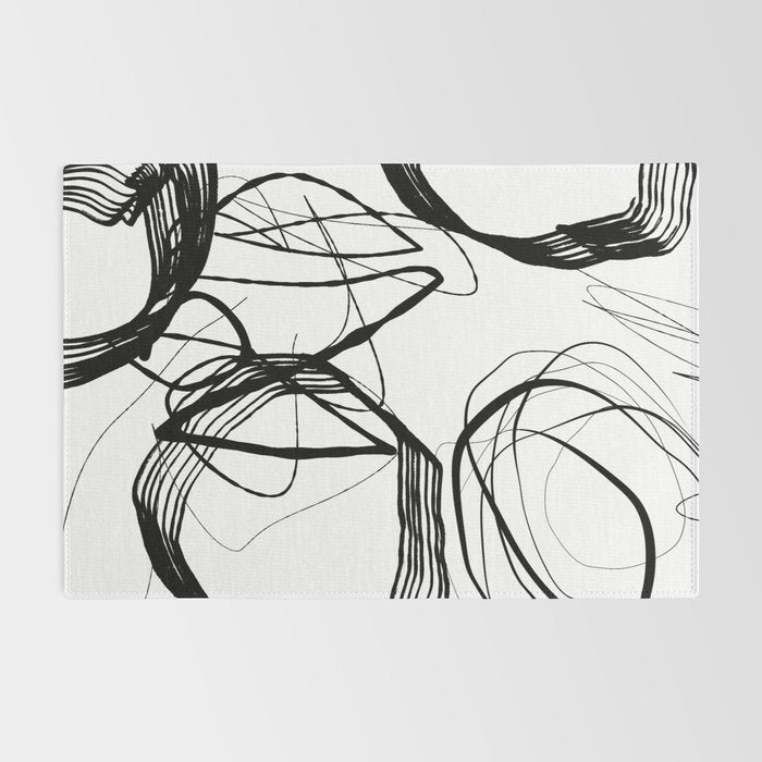 Flowing Ink Dynamics Black And White Rug Gallery Image 2