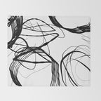 Flowing Ink Dynamics Black And White Throw Blanket Gallery Image 2