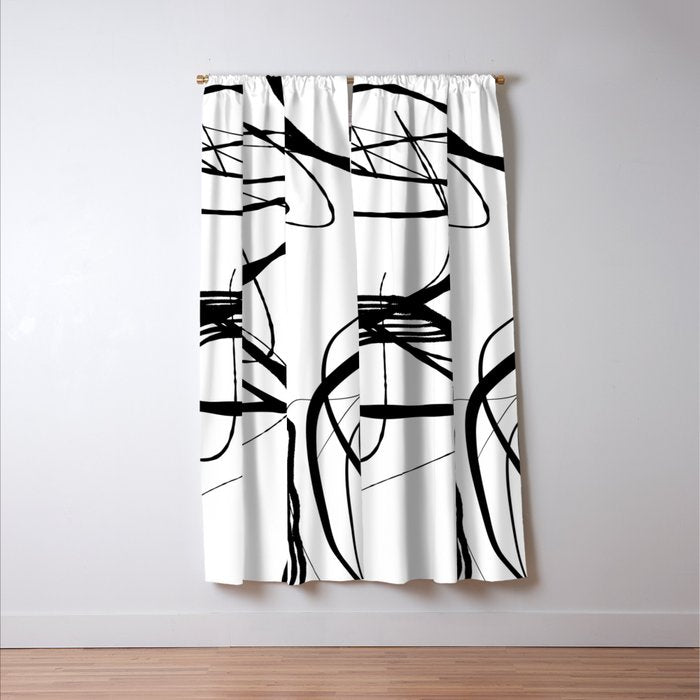 Flowing Ink Dynamics Black And White Window Curtain Gallery Image 3