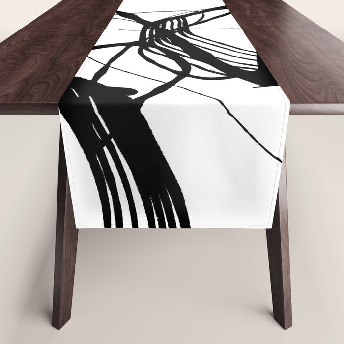 Flowing Ink Dynamics Black And White Table Runner Gallery Image 1