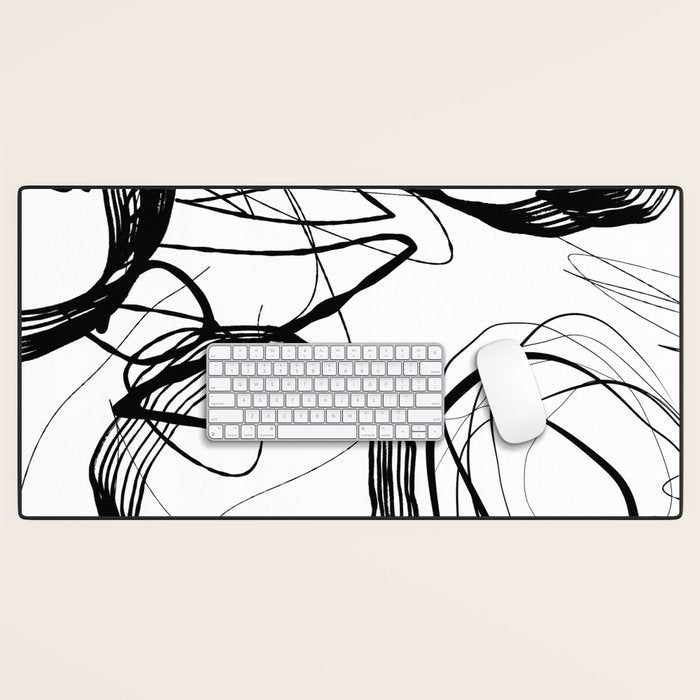 Flowing Ink Dynamics Black And White Desk Mat Gallery Image 1