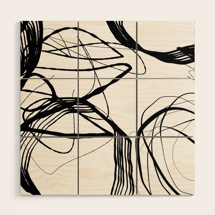 Flowing Ink Dynamics Black And White Wood Wall Art Gallery Image 1