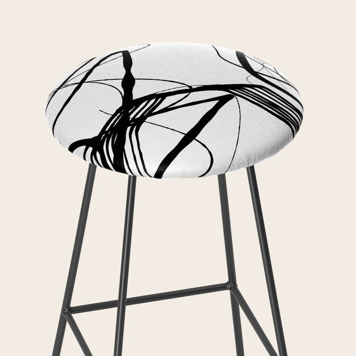 Flowing Ink Dynamics Black And White Stool Gallery Image 2