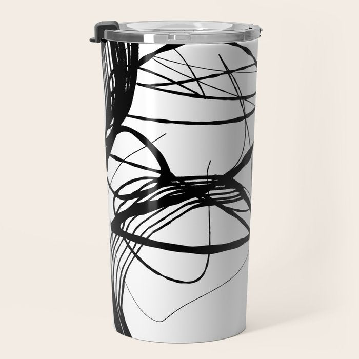 Flowing Ink Dynamics Black And White Travel Mug Gallery Image 3