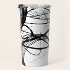 Flowing Ink Dynamics Black And White Travel Mug Gallery Image 3