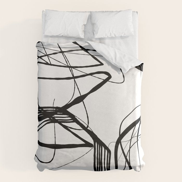 Flowing Ink Dynamics Black And White Duvet Cover Gallery Image 1