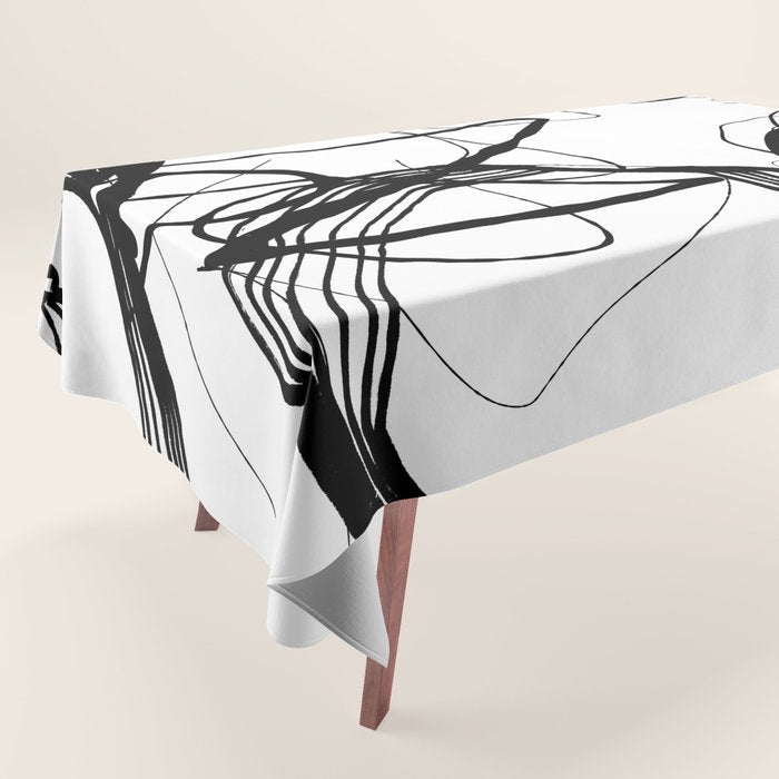 Flowing Ink Dynamics Black And White Tablecloth Gallery Image 1