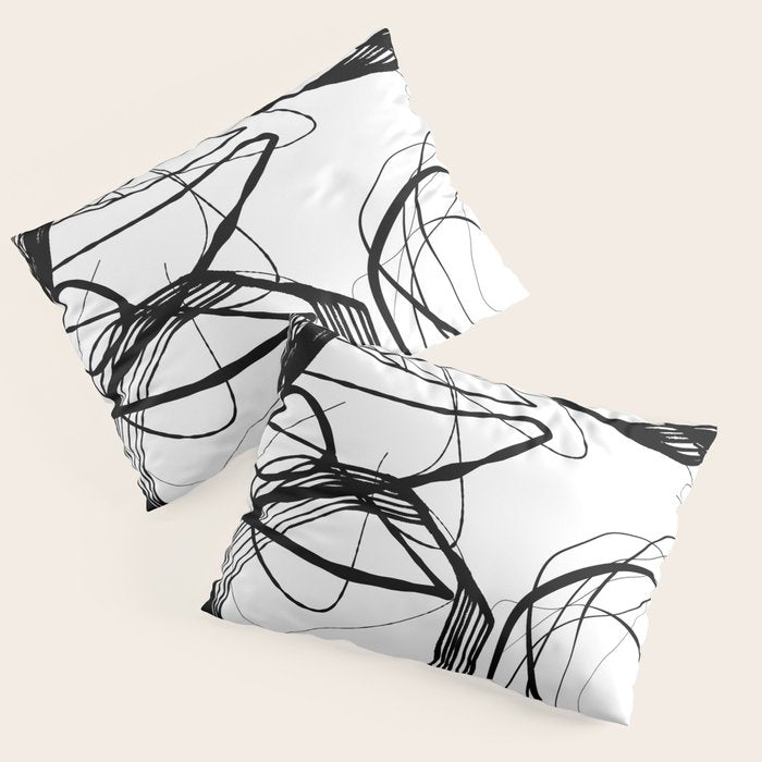 Flowing Ink Dynamics Black And White Pillow Sham Gallery Image 1