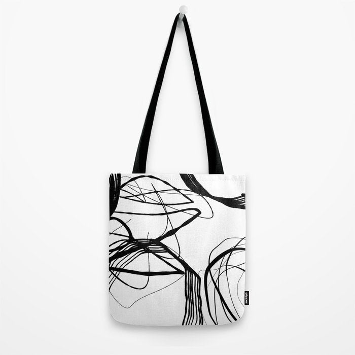 Flowing Ink Dynamics Black And White Tote Bag Gallery Image 2