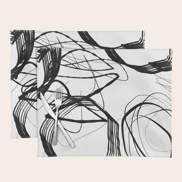 Flowing Ink Dynamics Black And White Placemat Gallery Image 1