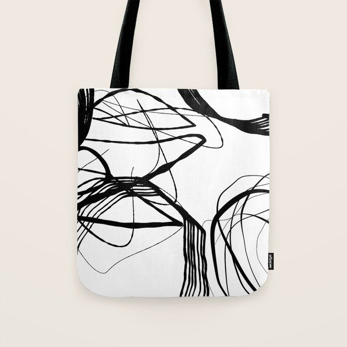 Flowing Ink Dynamics Black And White Tote Bag Gallery Image 1