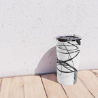 Flowing Ink Dynamics Black And White Travel Mug Gallery Image 4