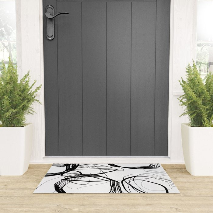 Flowing Ink Dynamics Black And White Welcome Mat Gallery Image 3